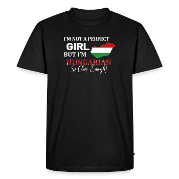 Je ne suis pas une fille hongroise parfaite - T-shirt Premium bio Homme - noir - Devant - Nico (187cm)