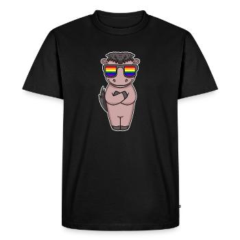 Gay Rainbow - Horse with glasses - Men's Premium Organic T-Shirt - black - Front - Nico (187cm)