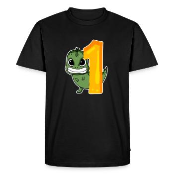 1 an - Inscription - Motif dinosaure - T-shirt Premium bio Homme - noir - Devant - Nico (187cm)