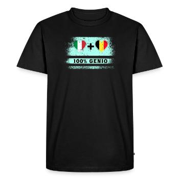 Italie et Belgique 100% drapeau de génie - T-shirt Premium bio Homme - noir - Devant - Nico (187cm)