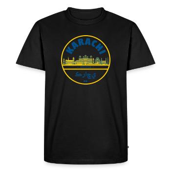Emblème de la silhouette de Karachi Pakistan - T-shirt Premium bio Homme - noir - Devant - Nico (187cm)