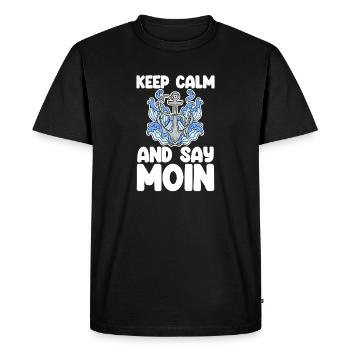Mer du Nord Dicton bas allemand Moin - T-shirt Premium bio Homme - noir - Devant - Nico (187cm)