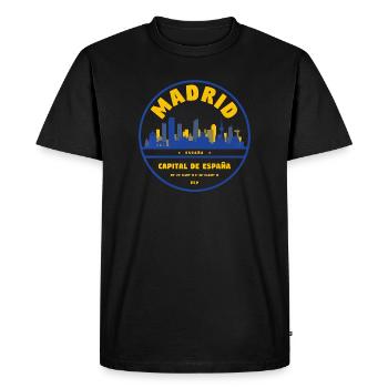 Emblème de la Skyline de Madrid – Capitale de l’Espagne - T-shirt Premium bio Homme - noir - Devant - Nico (187cm)