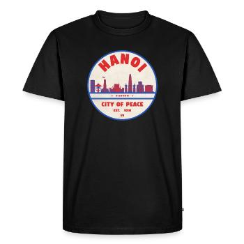 Hanoi City of Peace Badge Cityscape - Men's Premium Organic T-Shirt - black - Front - Nico (187cm)