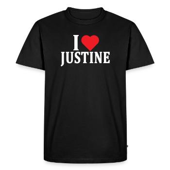 t-shirt I love Justine t-shirt gift idea - Men's Premium Organic T-Shirt - black - Front - Nico (187cm)