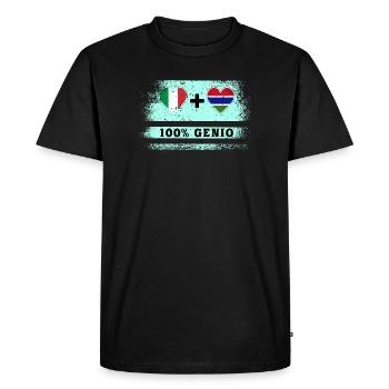 Italie et Gambie 100% drapeau de génie - T-shirt Premium bio Homme - noir - Devant - Nico (187cm)