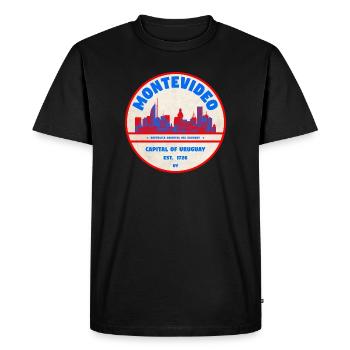 Montevideo Uruguay Skyline Emblem Design - Men's Premium Organic T-Shirt - black - Front - Nico (187cm)
