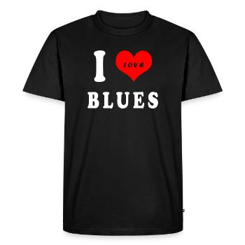 J'adore le blues - T-shirt Premium bio Homme - noir - Devant - Nico (187cm)