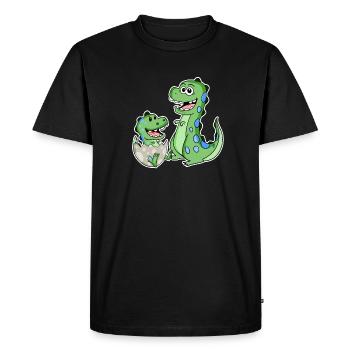 Dinosaure avec bébé dinosaure - T-shirt Premium bio Homme - noir - Devant - Nico (187cm)