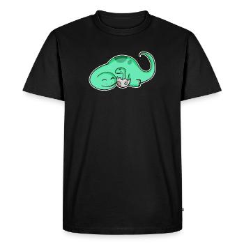 Dinosaure avec bébé dinosaure - T-shirt Premium bio Homme - noir - Devant - Nico (187cm)