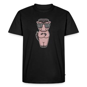 Cheval avec des lunettes de soleil - T-shirt Premium bio Homme - noir - Devant - Nico (187cm)