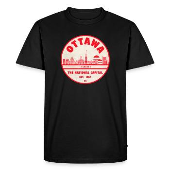 Emblème rétro de la capitale nationale d’Ottawa - T-shirt Premium bio Homme - noir - Devant - Nico (187cm)