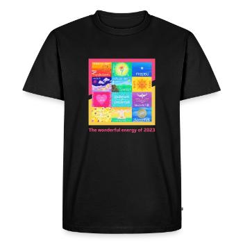The wonderful energy of 2023 - Sonja Ariel - Men's Premium Organic T-Shirt - black - Front - Nico (187cm)