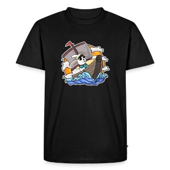 Rabbit Captain Boat - Men's Premium Organic T-Shirt - black - Front - Nico (187cm)