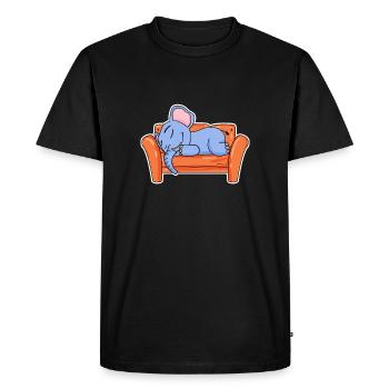 Éléphant couché mignon sommeil - T-shirt Premium bio Homme - noir - Devant - Nico (187cm)