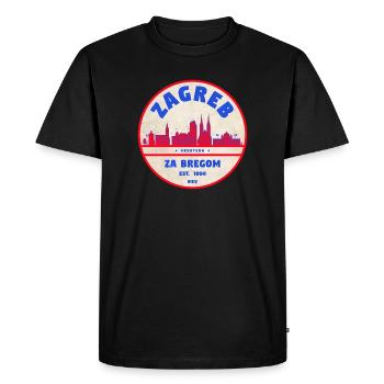 Logo du rond de Zagreb Skyline Rétro - T-shirt Premium bio Homme - noir - Devant - Nico (187cm)