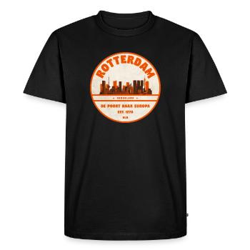 Timbre en caoutchouc vintage Rotterdam Skyline - T-shirt Premium bio Homme - noir - Devant - Nico (187cm)