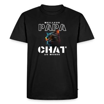 Chat neon lunettes arcenciel - T-shirt Premium bio Homme - noir - Devant - Nico (187cm)