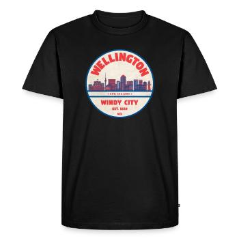 Silhouette de la ville des vents de Wellington - T-shirt Premium bio Homme - noir - Devant - Nico (187cm)