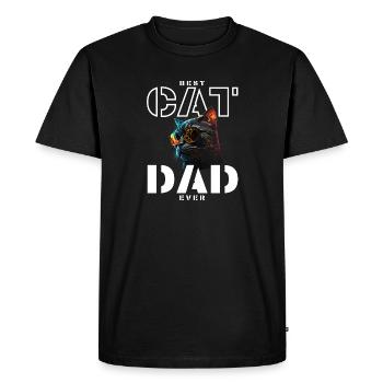 Meilleur Père Chat Cool - T-shirt Premium bio Homme - noir - Devant - Nico (187cm)
