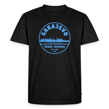 Sarajevo City Badge - Men's Premium Organic T-Shirt - black - Front - Nico (187cm)