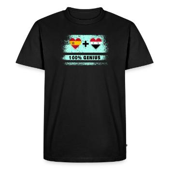 Spain and Syria flag 100% genius - Men's Premium Organic T-Shirt - black - Front - Nico (187cm)