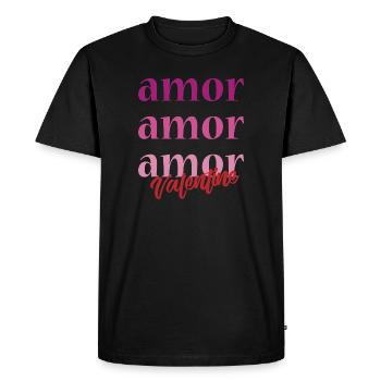 love t-shirt amor Saint-Valentin 14 février - T-shirt Premium bio Homme - noir - Devant - Nico (187cm)