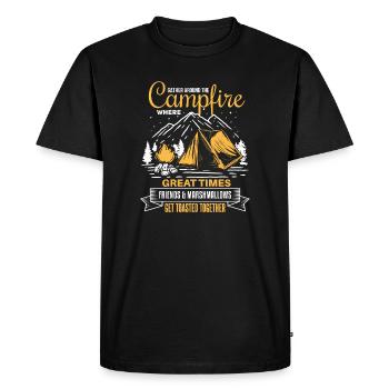 Campfire moments at the campfire - Men's Premium Organic T-Shirt - black - Front - Nico (187cm)