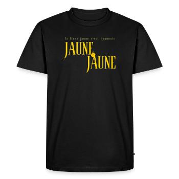 Jaune Jaune Bloom Typography Tee - Men's Premium Organic T-Shirt - black - Front - Nico (187cm)