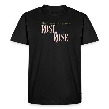 Rose Bloom Typography in Pastel Pink - Men's Premium Organic T-Shirt - black - Front - Nico (187cm)