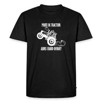 Pilote de tracteur Allez Chaud Devant - Men's Premium Organic T-Shirt - black - Front - Nico (187cm)