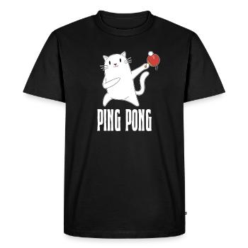 Table Tennis Katze Pingpong Outfit Cat Tischtennis - Men's Premium Organic T-Shirt - black - Front - Nico (187cm)