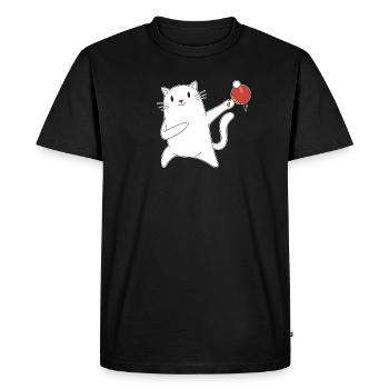Table Tennis Katze Pingpong Outfit Cat Tischtennis - Men's Premium Organic T-Shirt - black - Front - Nico (187cm)
