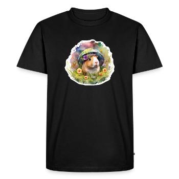 Cochons d’Inde dans une prairie fleurie - T-shirt Premium bio Homme - noir - Devant - Nico (187cm)