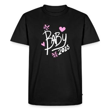 Bébé 2023 - Naissance Enceinte 2023 - Bébé Fille - T-shirt Premium bio Homme - noir - Devant - Nico (187cm)