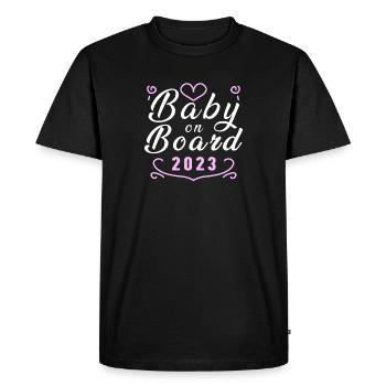 Bébé 2023 - Naissance Enceinte 2023 Grossesse - T-shirt Premium bio Homme - noir - Devant - Nico (187cm)