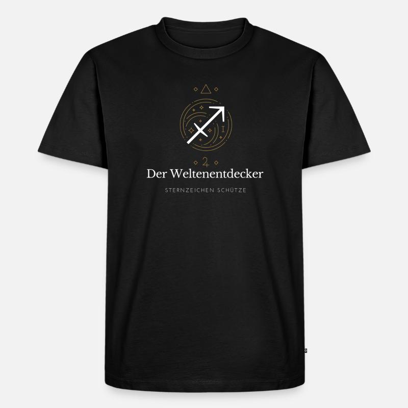 Der Weltenentdecker - Sternzeichen Schütze - Männer Premium Bio T-Shirt - Schwarz