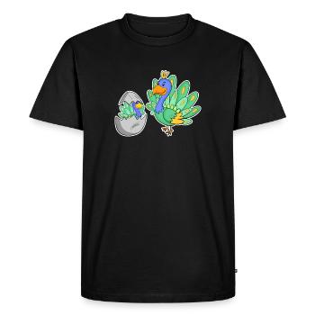 Famille Paon - Paon avec bébé - Motif Paon - T-shirt Premium bio Homme - noir - Devant - Nico (187cm)