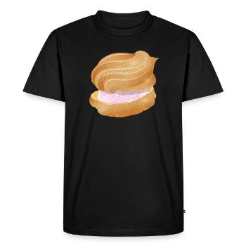 cream puff filled with pink cream illustration - Men's Premium Organic T-Shirt - black - Front - Nico (187cm)