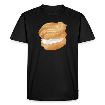 Illustration of a cream filled cream puff - Men's Premium Organic T-Shirt - black - Front - Nico (187cm)
