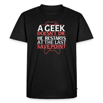 Geek du point de sauvegarde pour toujours - T-shirt Premium bio Homme - noir - Devant - Nico (187cm)