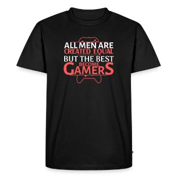 All Men Are Equal But Best Become Gamers - Men's Premium Organic T-Shirt - black - Front - Nico (187cm)