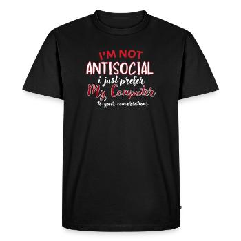 Pas antisocial : je préfère mon ordinateur - T-shirt Premium bio Homme - noir - Devant - Nico (187cm)