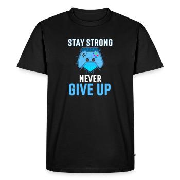 Never Give Up Gamer Anthem - Men's Premium Organic T-Shirt - black - Front - Nico (187cm)