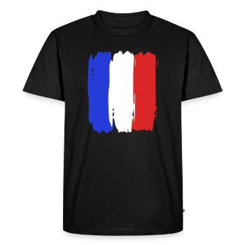 Drapeau France Tricolore - T-shirt Premium bio Homme - noir - Devant - Nico (187cm)