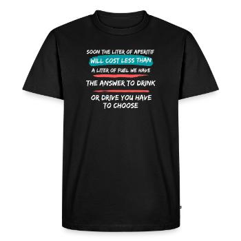 Apéritif vs Boisson à carburant ou Conduisant - T-shirt Premium bio Homme - noir - Devant - Nico (187cm)
