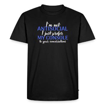Console Lover Not Antisocial - Men's Premium Organic T-Shirt - black - Front - Nico (187cm)