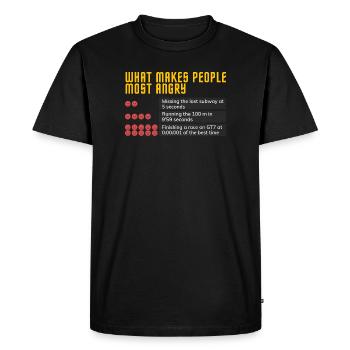 Angry Face Grid with Bold Typography - Men's Premium Organic T-Shirt - black - Front - Nico (187cm)