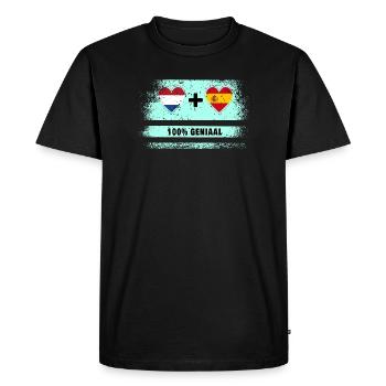 Espagne et Pays-Bas 100% Genius flag - T-shirt Premium bio Homme - noir - Devant - Nico (187cm)