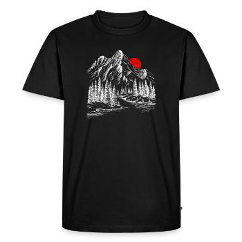 Soleil cramoisi sur les sommets enneigés - T-shirt Premium bio Homme - noir - Devant - Nico (187cm)